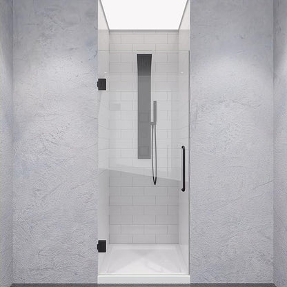 ANZZI 70" x 24" Frameless Shower Door in Gun Metal Black, Passion Water