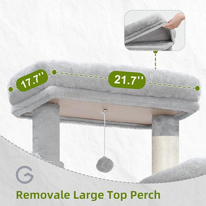 Gitelsnour Cat Tree for Large Cats, 78.7"(200cm) Tall Cat Tower for Indoor Cats Multiple Cats with Large Top Perch, Cat Condo, Cat Hammcok, Cat Scratching Post, Light Gray GCT031W