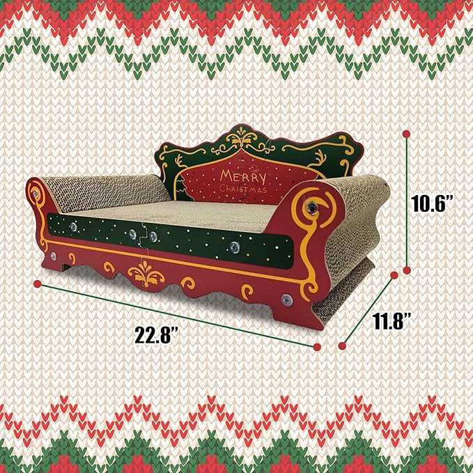 Luxury Cardboard Cat Scratcher Sofa Bed Couch Shaped Cat Scratching Board, Cat Scratch Lounge with Catnip,Cat Scratcher for Indoor Cats(Xmax)