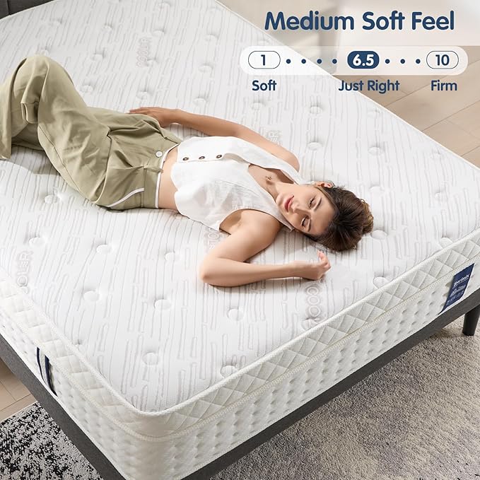 12 Inch King Mattress, Plush Hybrid Mattresses with Gel Memory Foam in a Box, Individual Pocket Springs for Pressure Relief & Motion Isolation, CertiPUR-US Certified,100-Night Trial
