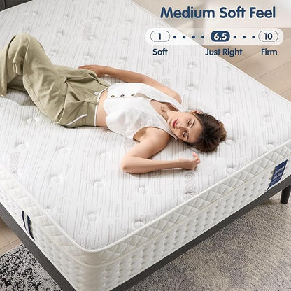 12 Inch King Mattress, Plush Hybrid Mattresses with Gel Memory Foam in a Box, Individual Pocket Springs for Pressure Relief & Motion Isolation, CertiPUR-US Certified,100-Night Trial