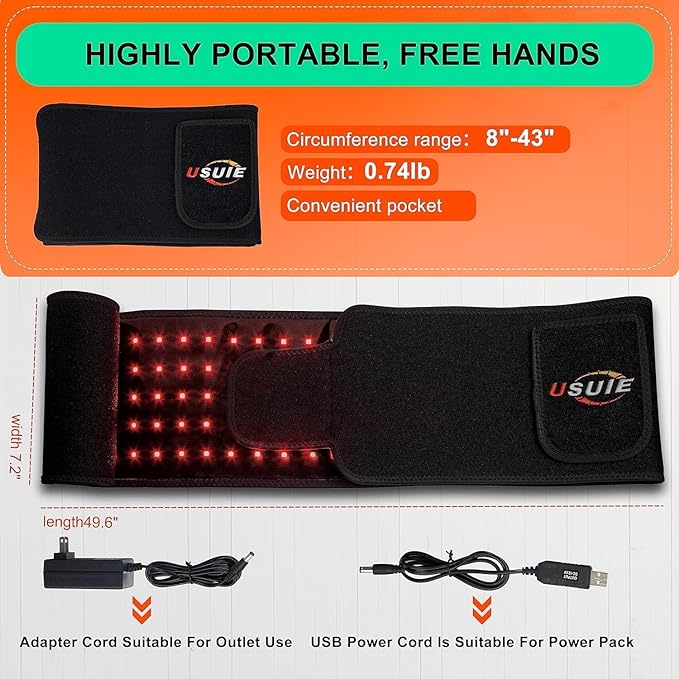 USUIE Red Light Therapy Belt, Infrared Light Therapy Wrap Red Light Therapy