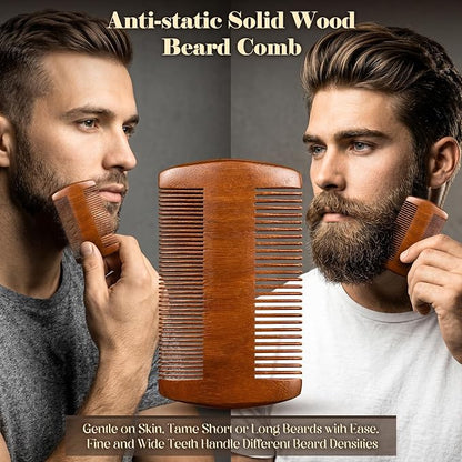 Beard Brush & Comb Set for Men Since 1965 British Craftsmanship | Boar Bristle Beard Brush Set with Large & Mini Pocket Brush, Wooden Beard Comb & Grooming Accessories for Beard Care