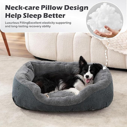 Dog Beds for Small Medium Dogs Washable, Calming Orthopedic Warming Soft Calming Sleeping Durable Pet Bed with Anti-Slip Bottom