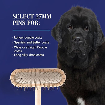 Chris Christensen Dog Brush, 16 mm,T-Brushes, Groom Like a Professional, Stainless Steel Pins, Lightweight Beech Wood Body, Ground and Polished Tips, Fight Fatigue and Stress Injuries