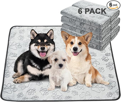 Reusable Puppy Pads, Washable Pee Pads, Leakproof 34"x 36" 6 Pack | High Absorbency Dog Training Pads, Wee Wee Pads With Waterproof Non-Slip Base For Indoor Potty, Crates, Playpen & Senior Dogs