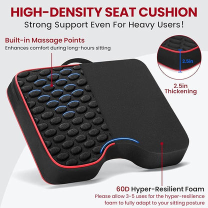Stadium Seat Cushions - Portable Bleacher Cushions with 2.5" Extra Thick High-Density Foam and Massage Dots, Fashion Outdoor Seat Cushions for Sports Events, Travel, Camping, Chairs - 2 Pack