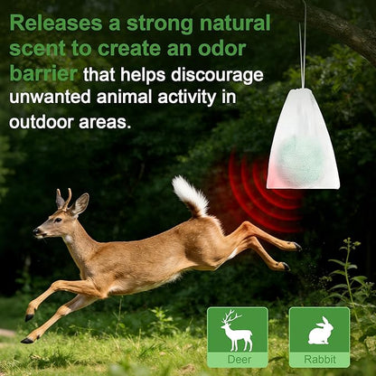 24 Pack Deer & Rabbit Repellent Balls for Outdoor Use, Long-Lasting Scent Deterrent, Helps Protect Plants, Garden, Lawn & Yard from Browsing Animals