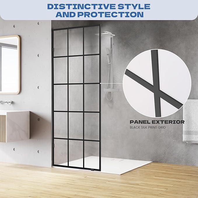 Bathroom Shower Door 37" W x 78.75" H, Frameless Fixed 3/8" Thick Clear