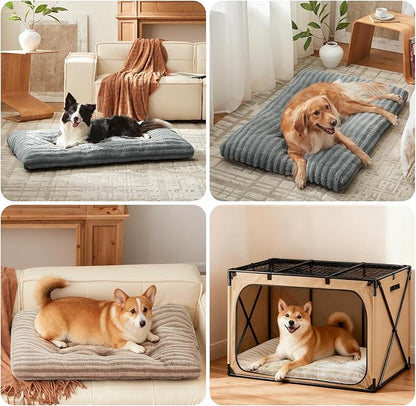 FURTIME Washable Dog Bed Medium Size Dogs, Deluxe Dog Crate Beds | Comfy Fluffy Kennel Pad Anti-Slip Pet Sleeping Mat, Machine Washable Dogs Pillow, 29"x21"x3", Gray