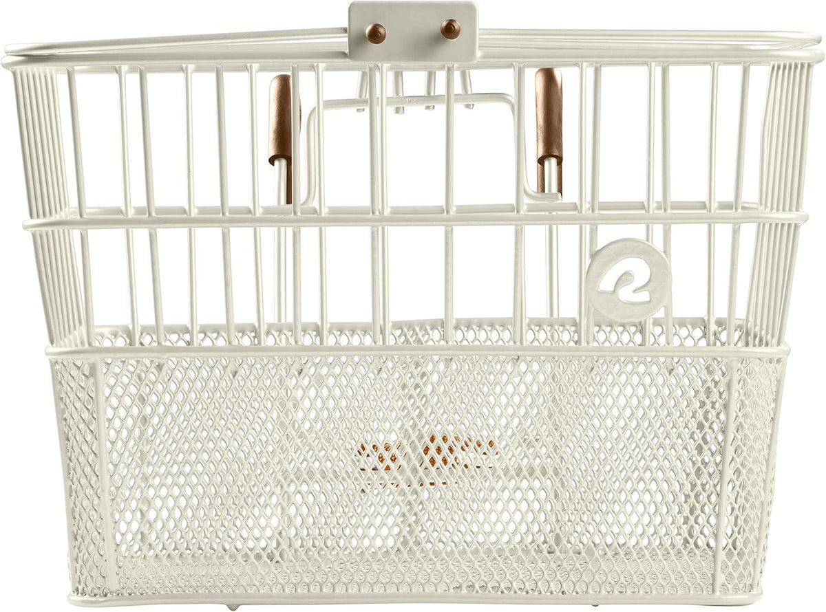 Retrospec Apollo Detachable Front Bike Basket Steel Half-Mesh with Integrated Detachable Hooks and Built-In Handle, Easy Assembly and Portability for Bicycles