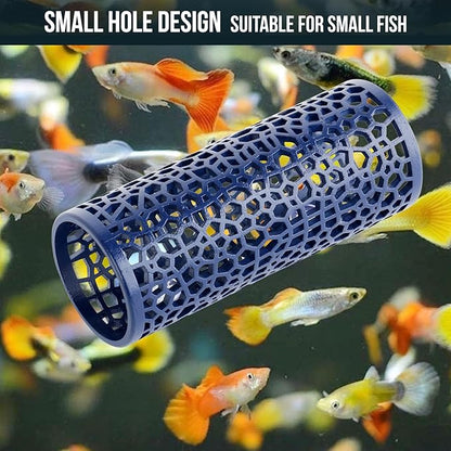 Abizoo Betta Fish Tunnel, Navy Blue Betta Sleeping Tube Safe Hollow Design for Small Fish & Shrimp Ideal Toys for Bettas Guppies Resting Tank Accessories Hammock, Aquarium Decorations Hideout