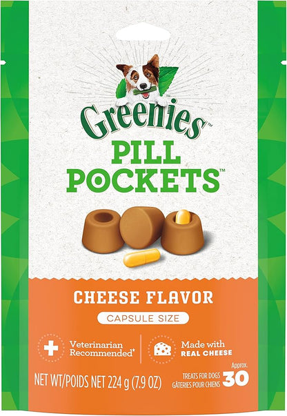 Greenies Pill Pockets for Dogs Large Size, Soft Dog Treats, Cheese Flavor, 7.9 oz. Pouch (30 Treats)