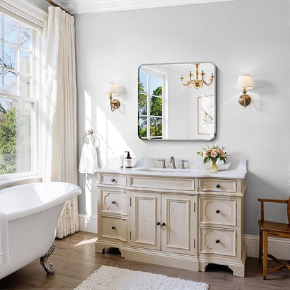 CILIBER Frameless Mirror, 24x24 Beveled Bathroom Mirrors