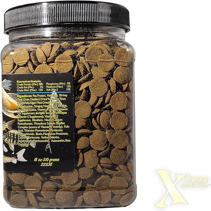 Xtreme Scrapers Wafers - Premium 14mm Fast-Sinking Fish Food – Nutrient & Cellulose Rich Ideal for Nocturnal Feeders, Catfish, Plecostomus Species, and Loaches – USA Farm Grown (18oz)