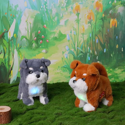 Easfan Electric Walking Plush Dog Toy Interactive Talking Musical Plush Toy Grey Puppy Birthday Gifts for Kids Toddlers,7"