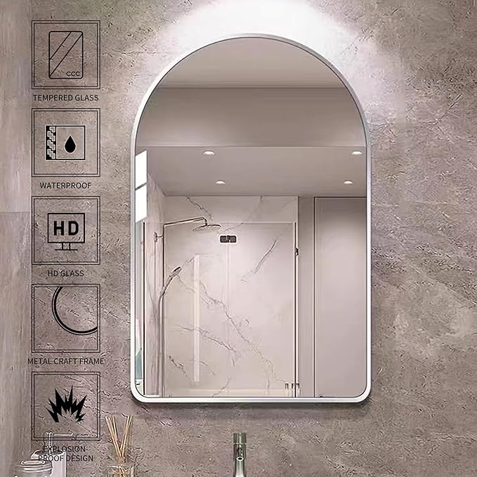24x36 inch Silver Arched Mirror