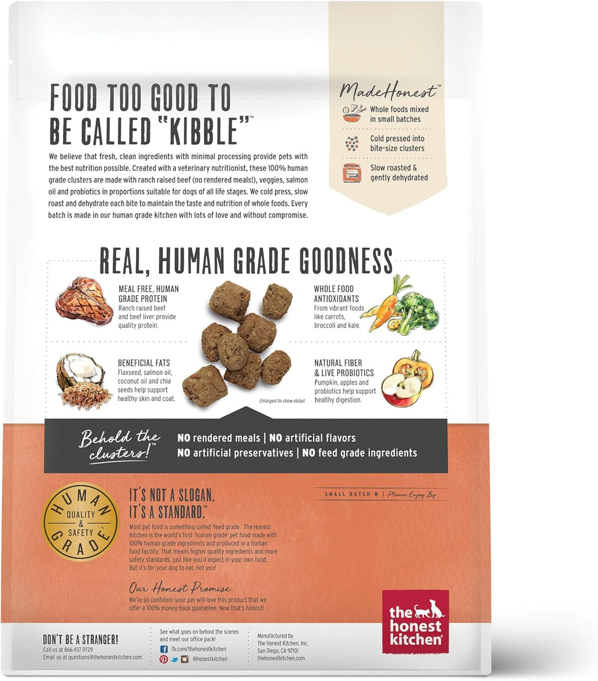 The Honest Kitchen Whole Food Clusters Grain Free Beef Dry Dog Food, 5 lb Bag
