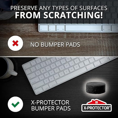 Cabinet Door Bumpers X-Protector 100 PCS – Small Felt Pads 3/8” – Ideal Black Felt Bumpers – Self-Adhesive Thick Felt Dots – Bumper Pads to Protect Glass & Other Surfaces!
