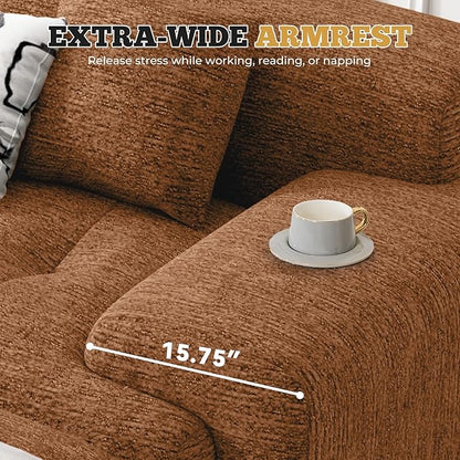 158" Modern U Shaped Modular Sectional Sofa, Boneless Couches for Living Room with Ottoman,6 Seater Convertible Chenille Cloud Couch Sofa Set, No Assembly Required, Orange 1 PCS