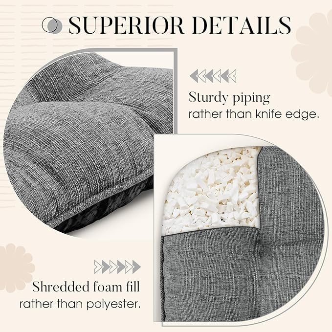 Basic Beyond Chair Cushions for Dining Chairs 4 Pack, Chair Cushion with Ties and Non Slip Backing, 15.5 x 15.5 inches Tufted Kitchen Chair Pads for Dining Chairs(Dark Grey)