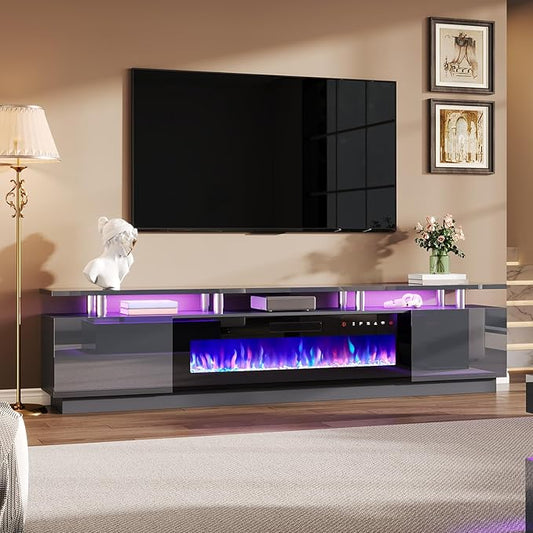 AMERLIFE 90" 2 Tier Fireplace TV Stand