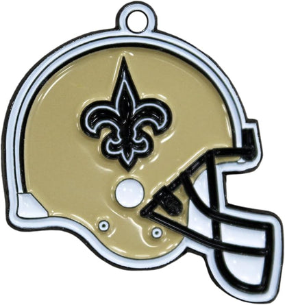 NFL New Orleans Saints PET GIFT BOX with 2 Licensed DOG TOYS, 1 Logo-engraved NATURAL DOG TREAT, 1 NFL JERSEY, 1 NFL Puppy Training Bells & 1 Car Seatbelt