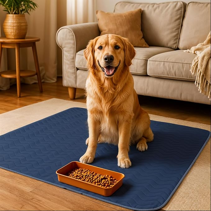 4 Pack Washable Pee Pads for Dogs 34" x 36", Waterproof Dog Training Pads | Reusable Dog Training Pads for Sofa, Incontinence Bed Pads for Adults, Elderly and Kids (Navy,Green) by Utopia Bedding