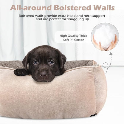 Small Dog Bed for Medium to Large Dogs - Rectangle, Orthopedic, Soft, Calming, Durable Pet Cuddler with Anti-Slip Bottom (20"x19"x6")