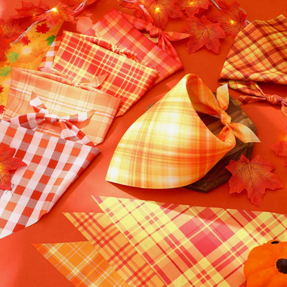 Abbylike 200 Pcs Fall Plaid Dog Bandanas Bulk Thanksgiving Bandanas for Dogs Pets Triangle Kerchief Bibs Scarf Set for Pets Autumn Costume Photo Props Accessories Pet Adoption Shops Events, 25 Styles