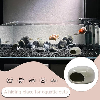 Saim Aquarium Ceramic Cave Decorations, Betta Fish Tank Accessories for Shrimp Cichlid Hiding Breeding Small Fish Bowl Hide Toys Hideout House - Light Green