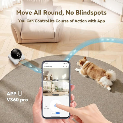 AEZ Robot Camera on Wheels 1080P Dual Lens,Indoor Movable Security Camera with 2-Way Talk,Blinky Bot with Night Vision,Distance Bot App Control for Cats/Dogs/Baby/Elderly (SD/Cloud Storage)