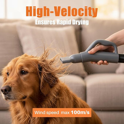 NEWBULIG Dog Hair Dryer with Heater for Grooming, High Velocity Speed | 1550W Dog Blow Dryer, Temperature Adjustable Dog Blower Grooming, Grey