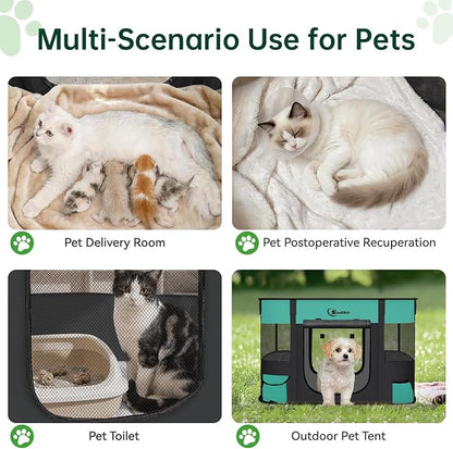 Siedihit Dog Playpen, Cat Pet Puppy Crate, Portable Playpens Indoor Outdoor | Portable Tent Travel Camping Use,Foldable Dog Kennel Tent Crate for Rabbit Small Animals with Carrying Case(Green,Small )