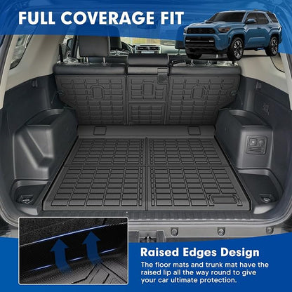 Mixsuper Cargo Liner for Toyota 4Runner 2010-2024 5 Seater (No 3rd Seat or No Sliding Cargo Deck), All Weather Cargo Mat Backrest Mat TPE Back Seat Cover Protector for 4Runner Accessories
