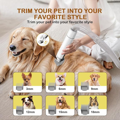 Dog Grooming Vacuum, Dog Grooming Kit with Pet Clipper Nail Grinder, 3 Suction Modes Dog Brush Vacuum with 6 Pet Grooming Tools（Rust）
