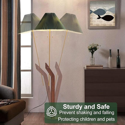 Floor Lamps for Living Room,Mid Century Modern Wood Floor Lamp,Height Adjustable Study Room,Bedroom,Office Vintage Tall Standing Glod Floor Lamp,Green Pleated Lampshade