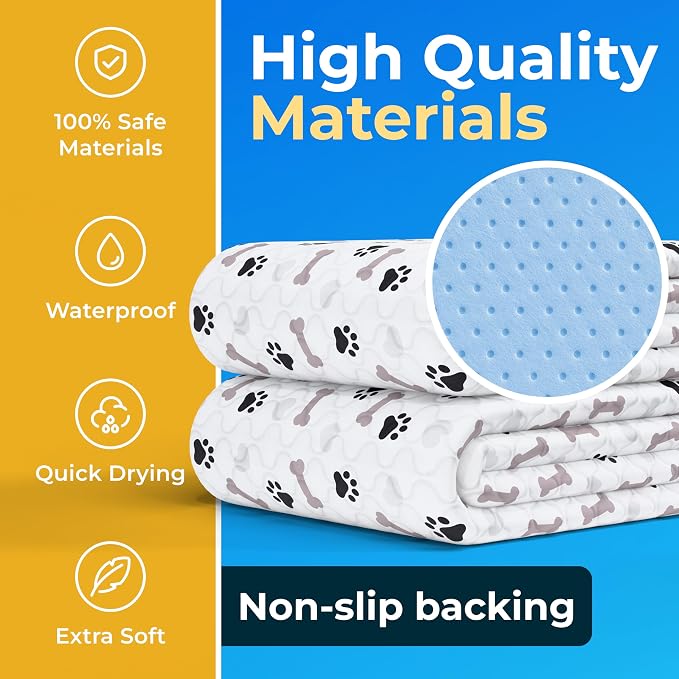 Washable Pee Pads for Dogs - Waterproof Reusable Puppy Pads with Anti-Slip Backing, Pet Training Pad for Puppy Playpen, Crate, Whelping Box, Potty Training (4, 34x36)