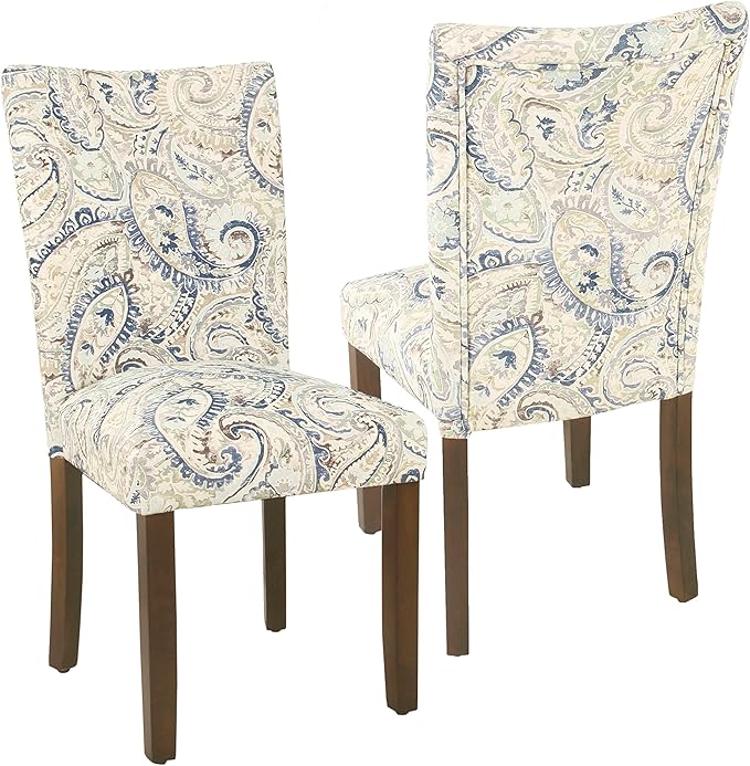 HomePop Classic Parsons Dining Chair - Blue Velvet Paisley Print (Set of 2)
