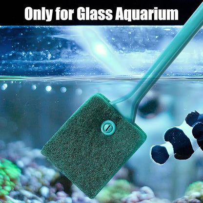 AQUANEAT Fish Tank Cleaning Tools, Aquarium Double Sided Sponge Brush, Algae Scraper Cleaner with Long Handle