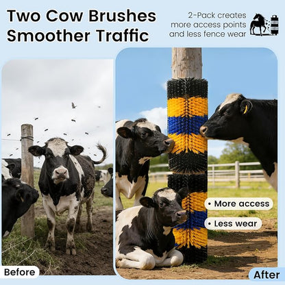 17" x 7.9" Livestock Scratching Brush for Horse, Wall-Mount Grooming and Massage Scratch Brushes for Cow Donkey Goats Horse Sheep, with 8 Screws for Back Itch Relief & Keep Cleaning (1Pcs)