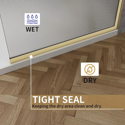 36"x76" Fixed Glass Shower Door, Square Pattern Textured Privacy 5/16" Thick