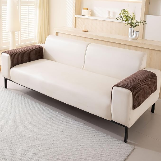 HAOMAIJIA Waterproof Couch Cover for Dogs Washable,Faux Fur Pet Couch Covers for Sofa,Soft Dog Bed Cover Non-Slip Couch Covers for 3 Cushion Couch Sofa Pet Friendly (Brown, 23" x 23" 2 Pack)