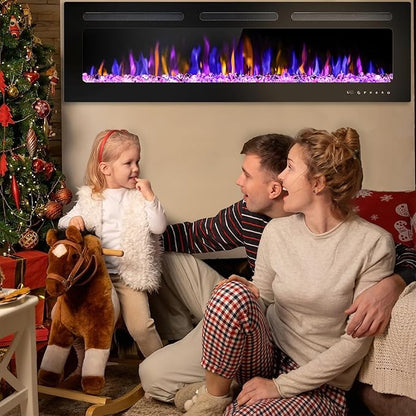 68" Electric Fireplace Wall Mounted and Recessed