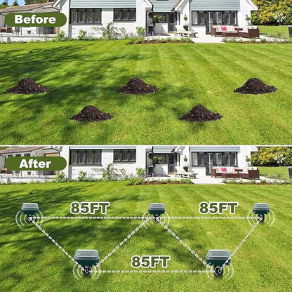 8 Pack Ultrasonic Mole Repellent,Solar Powered Gopher Mole Repellent Stakes for Chipmunks,Snake,Gophers,Voles,Waterproof Sonic Moles Deterrent for Outdoor Garden,Home (8 Pack)