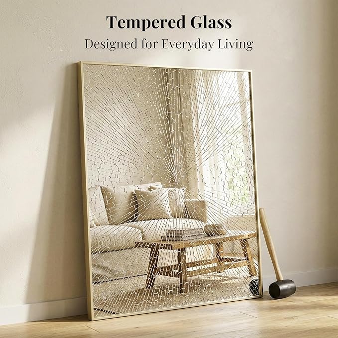 40"x30" Gold Wall Mirror, Metal Framed Bathroom Vanity Mirror, Large