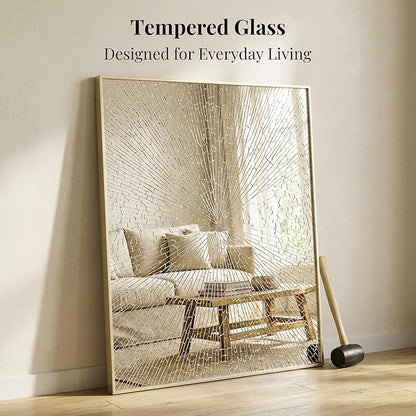 40"x30" Gold Wall Mirror, Metal Framed Bathroom Vanity Mirror, Large