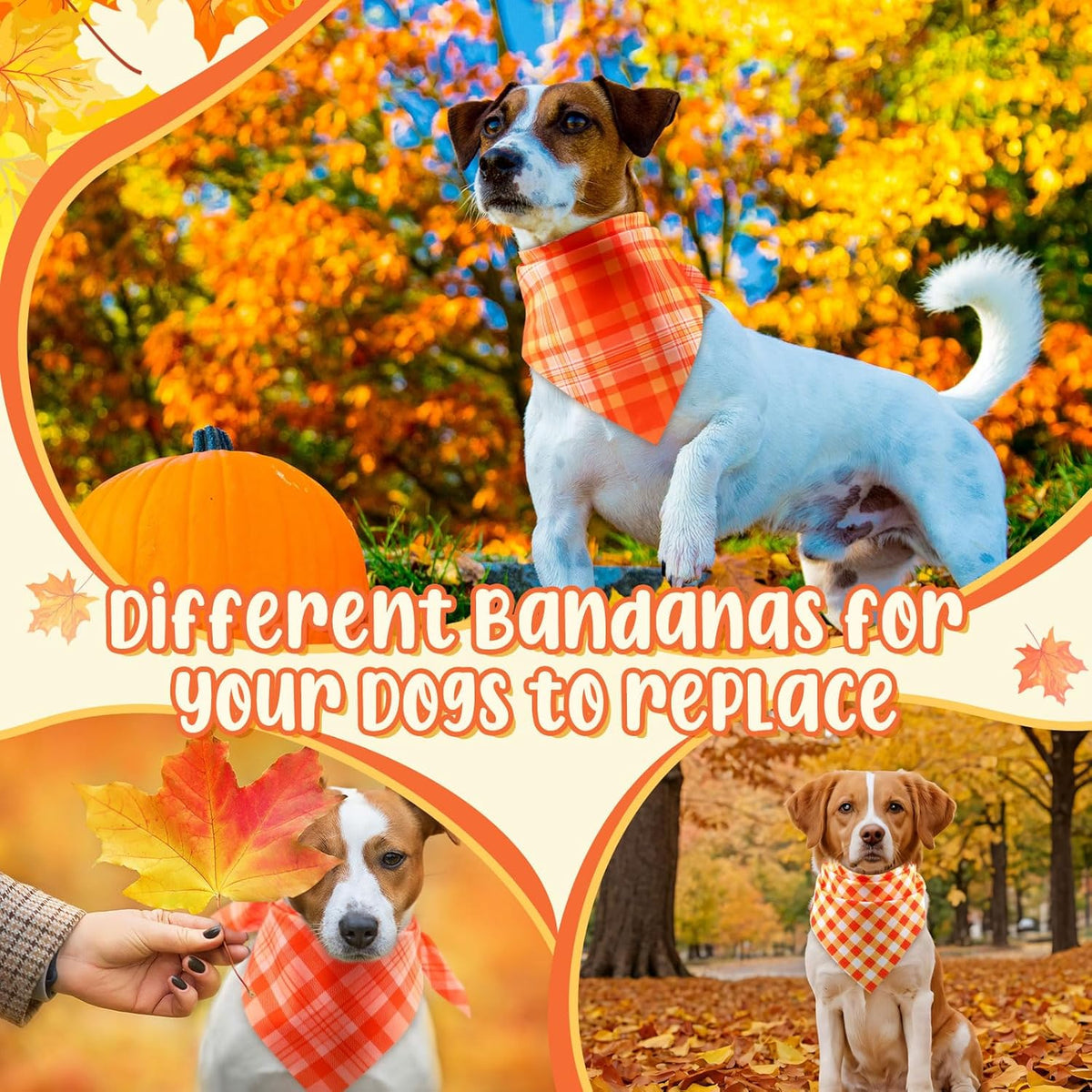 Abbylike 50 Pcs Fall Plaid Dog Bandanas Bulk Thanksgiving Bandanas for Dogs Triangle Kerchief Bib Scarf for Pets Autumn Costume Photo Props Accessories Pet Shops, 25 Styles (25.6 x 17.7 x 17.7)