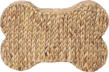 Loxley Toy Storage Bone Shaped Seagrass Pet Basket,Small 17.75-in Handwoven Storage Bin for Dog Toys & Accessories Durable Home Organizer Wipe Clean