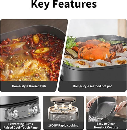 Electric Skillet 6-Quart Hot Pot Nonstick